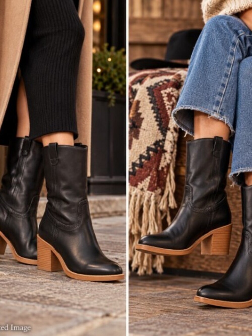 Dolce Vita Colete Black Leather Western Mid Calf Boots Women 8.5 NWT